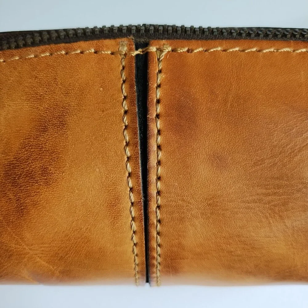 Patricia Nash Isla Oblong Case Riot Rust Leather Pencil Cosmetic Bag NWT - Picture 5 of 16